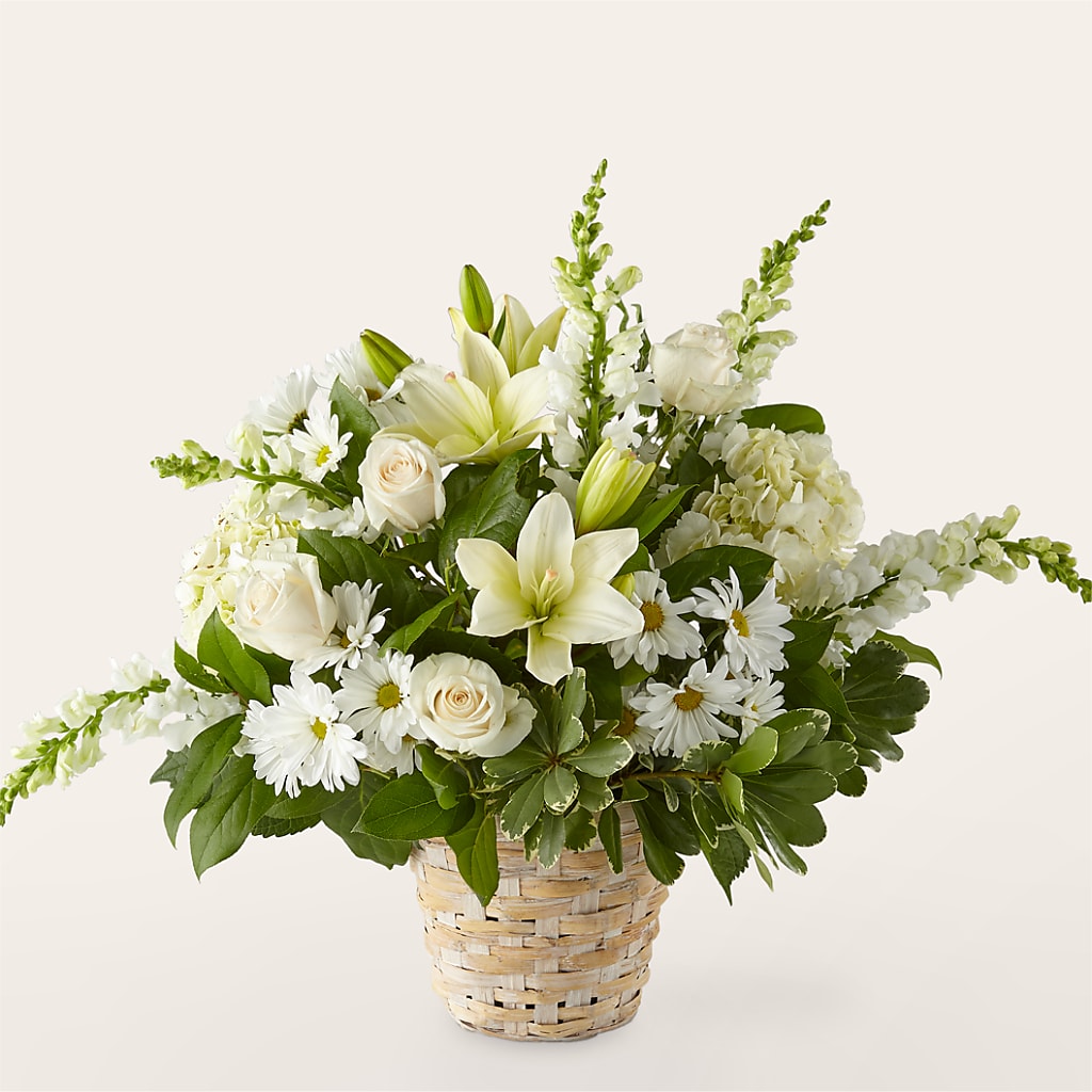 Ivory Elegance Floral Basket – Everbloom, Murfreesboro TN